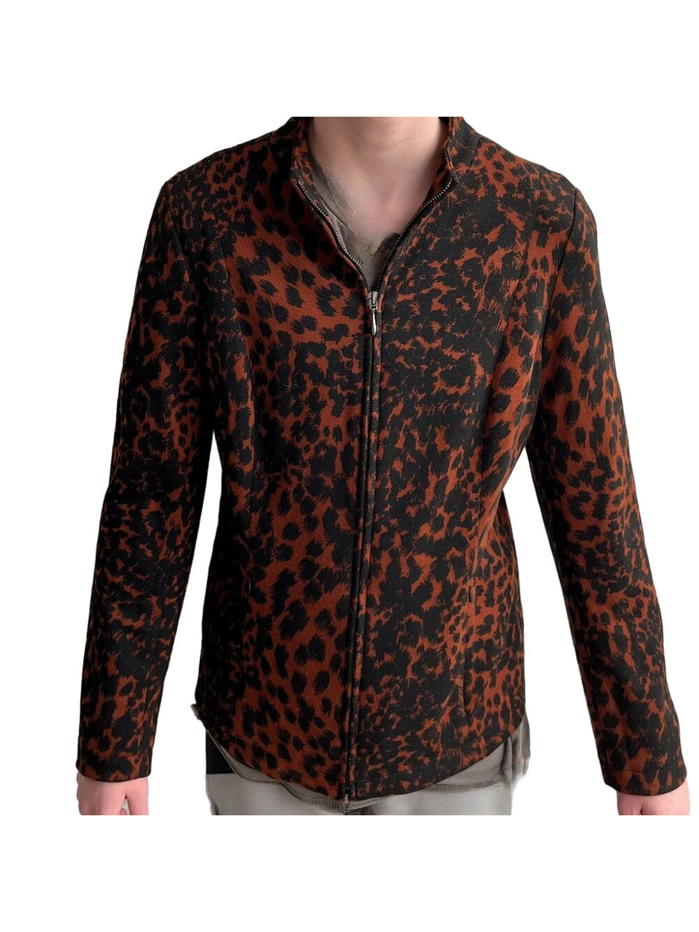 Linea by Louis Dell'Olio  Jacket ANIMAL Jacquard Zip Front Jacket